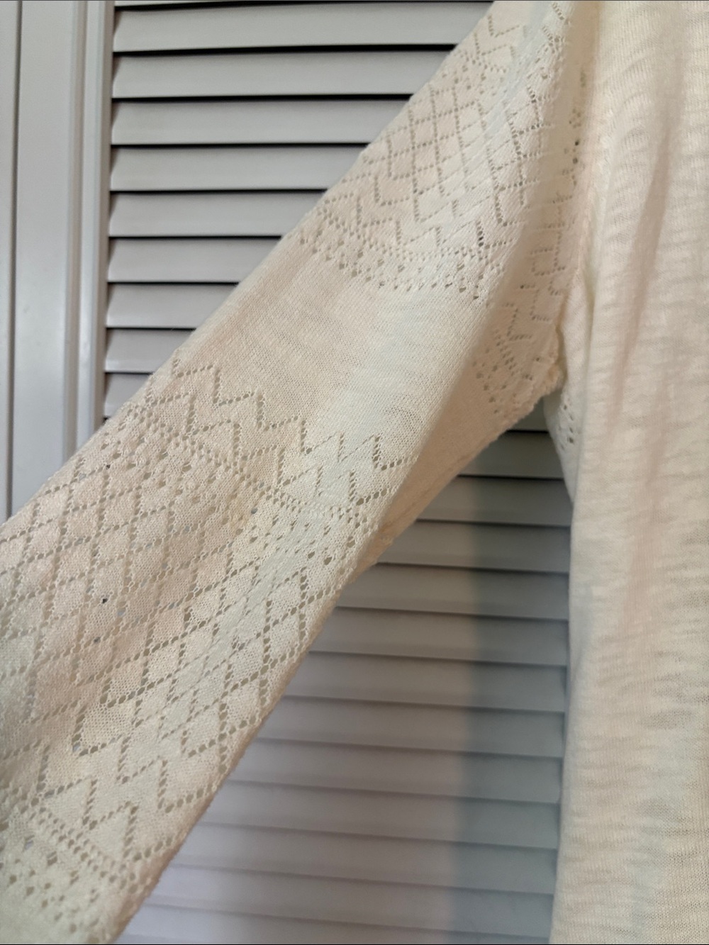 Frye Ivory Pointelle Knit Lightweight Cardigan Size Large - Picture 5 of 7